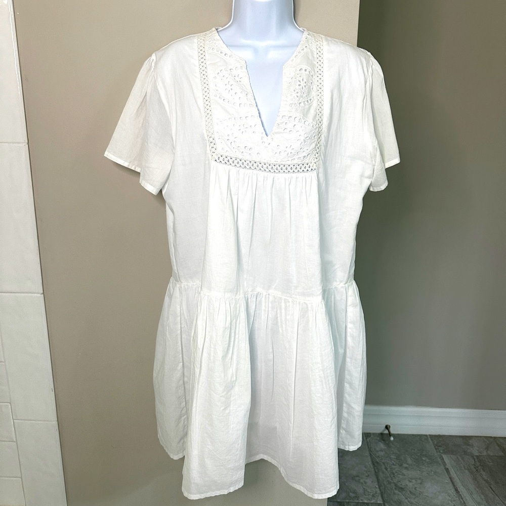 Madison Mathews Dropwaist Eyelet Detail Dress